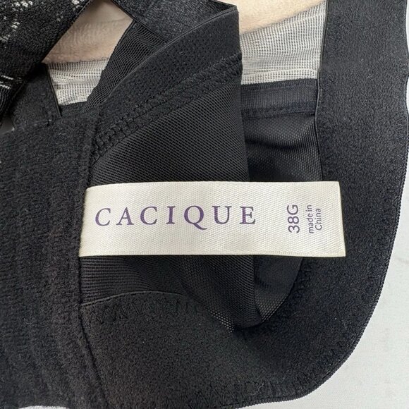 NWOT Cacique Full Coverage Bra 38G Black Lace Underwire RN118641 DL11070783 - Picture 3 of 3